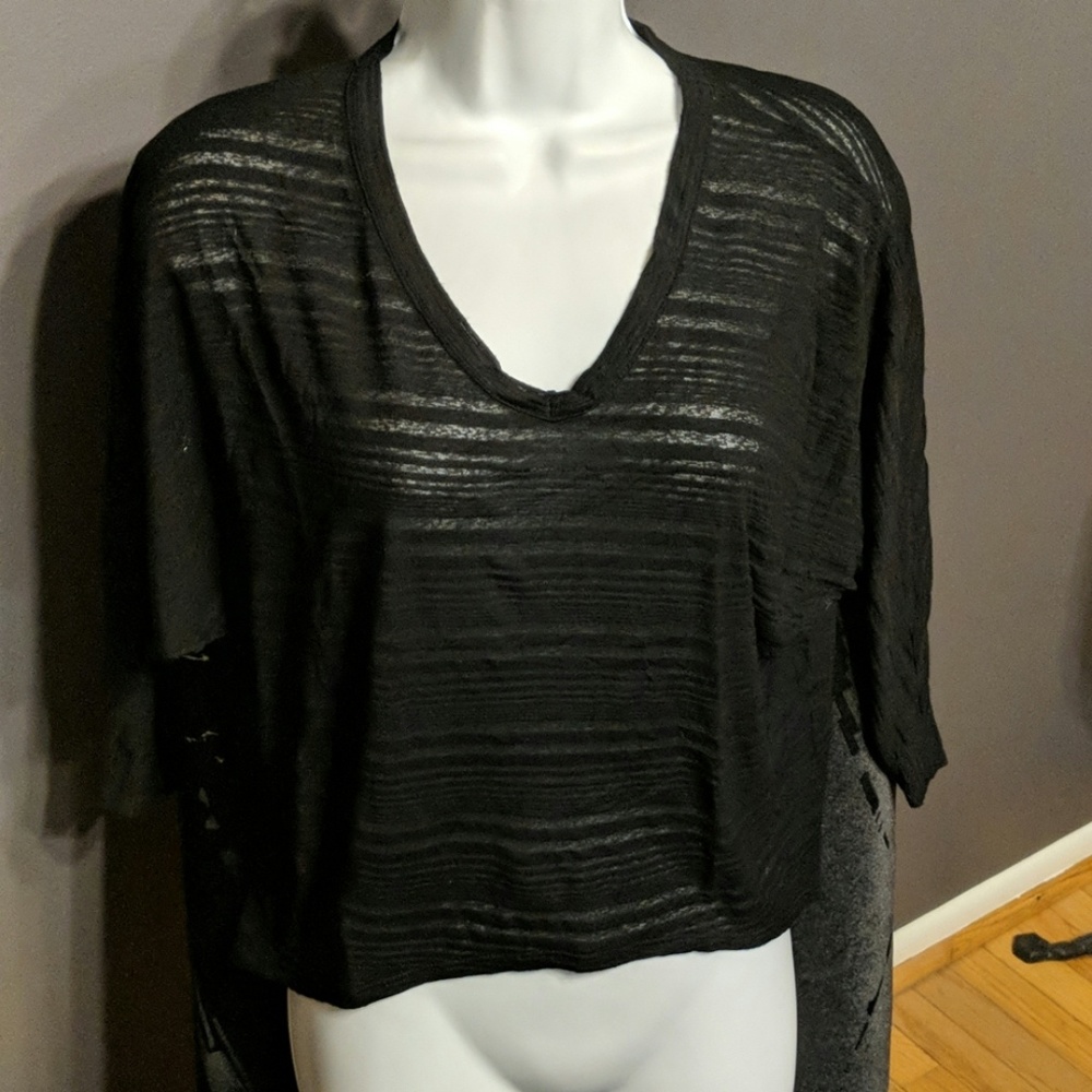 Small Tea n Rose burnout striped dolman top
